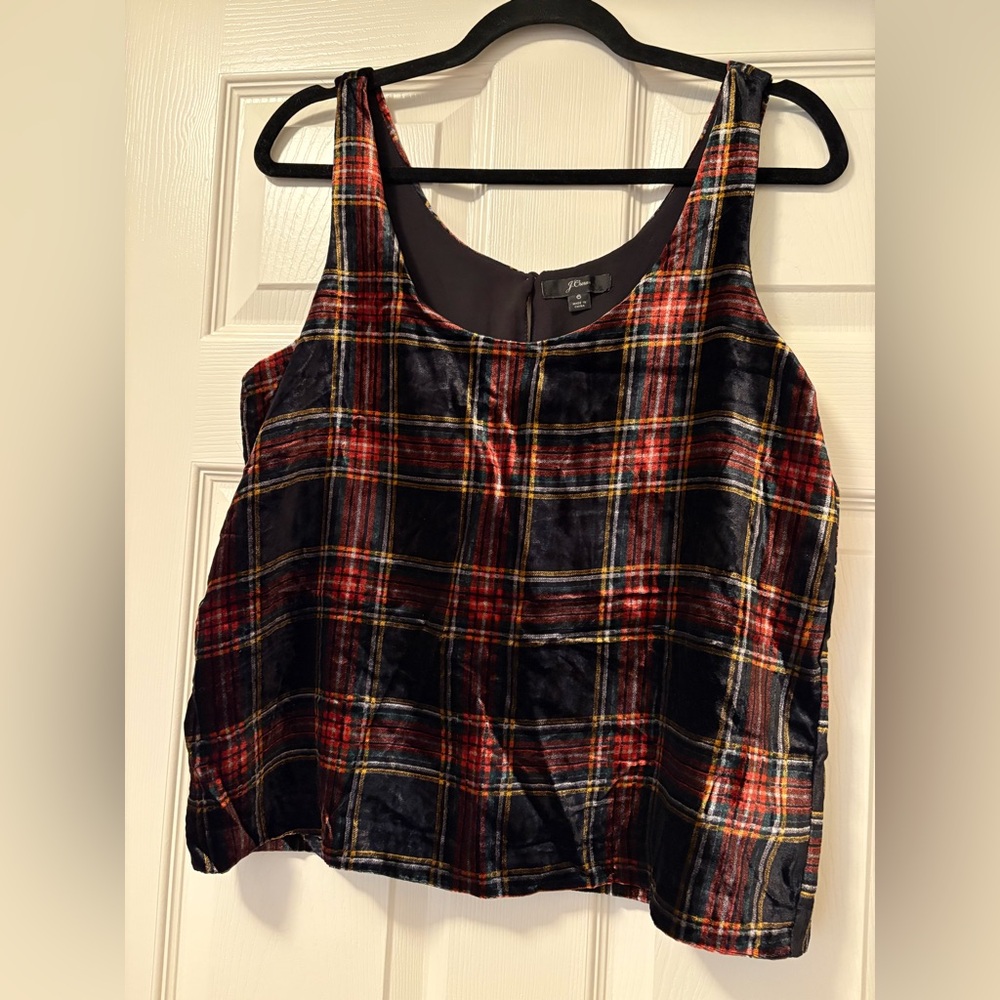 J Crew Velvet Plaid Crop Tank